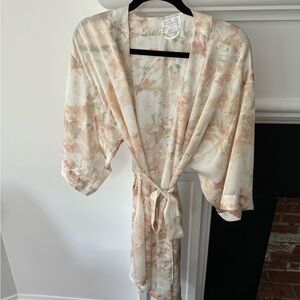 Jenny Yoo Silk Vintage Floral Wrap Robe